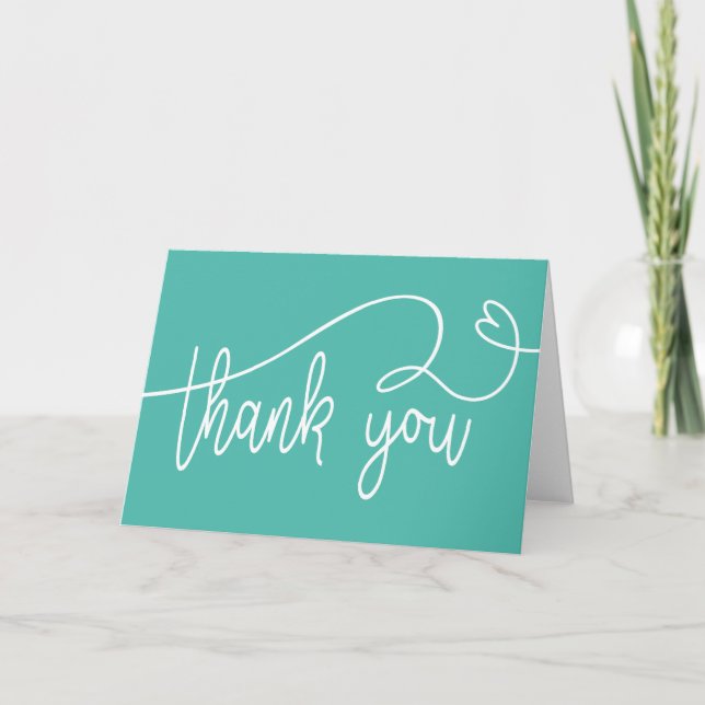 Thank you note card folded blank teal dankeskarte (Vorderseite)