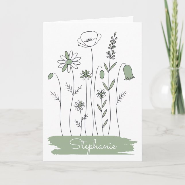 Thank You Note Card - Minimalist Wildflowers (Vorderseite)