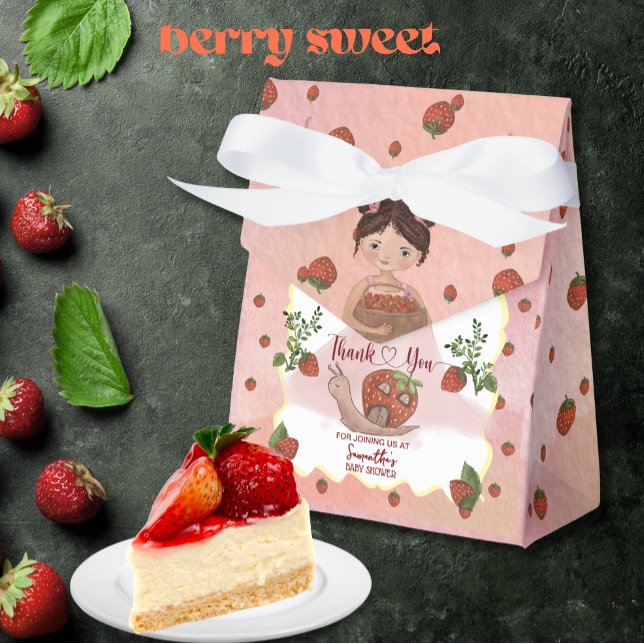 Thank You" Pink Strawberry Baby Shower Geschenkschachtel (Thank You_ Pink Strawberry Baby Shower Favor Boxes)