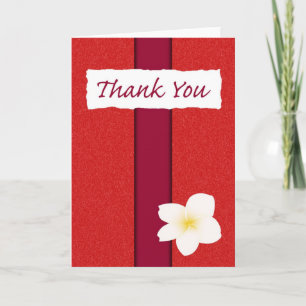 Thank You: Plumeria over Red Dankeskarte