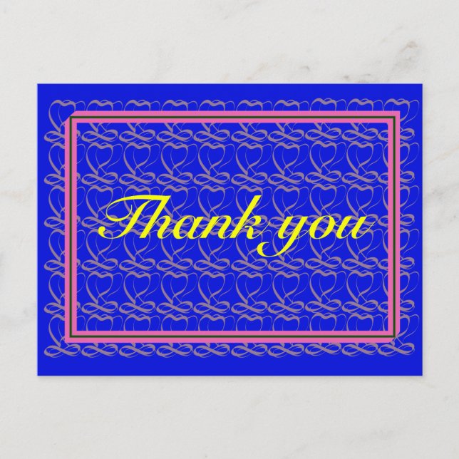 Thank you ~ribbon heart blue~ postkarte (Vorderseite)