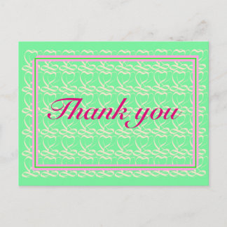 Thank you ~ribbon heart light green~ postkarte