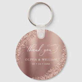 Thank You Rose Gold Glitter Wedding Favor Schlüsselanhänger