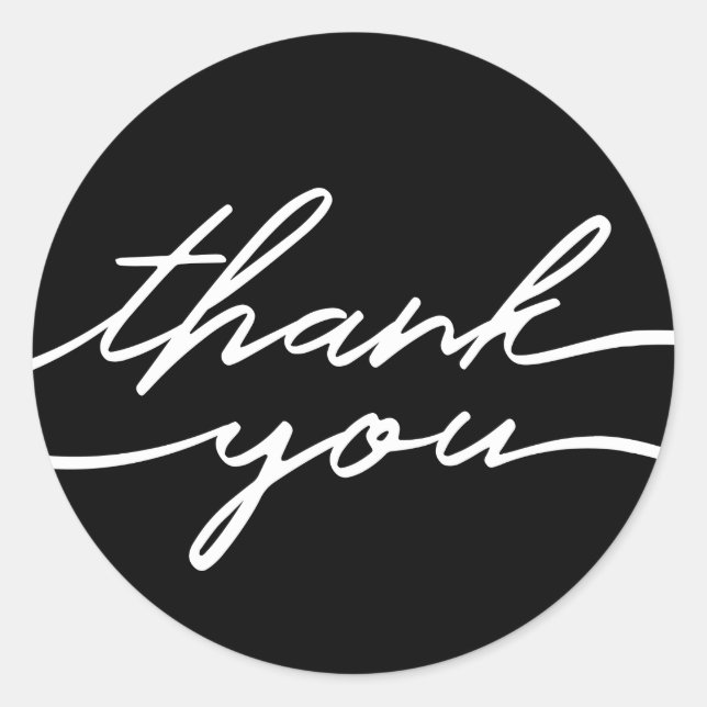 "Thank You" Script Lettering Elegant Black Sticker (Vorderseite)