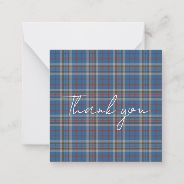Thank You Script Plaid Tartan Thompson Rustic Mitteilungskarte (Vorderseite)