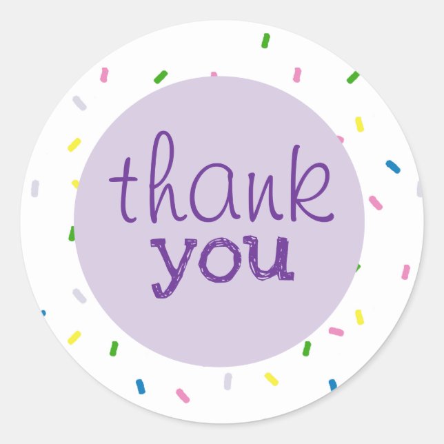 Thank You Script Sprinkles Pattern Runder Aufkleber (Vorderseite)
