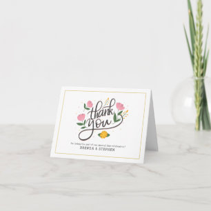 Thank you-Script typography Floral Accents Einladung