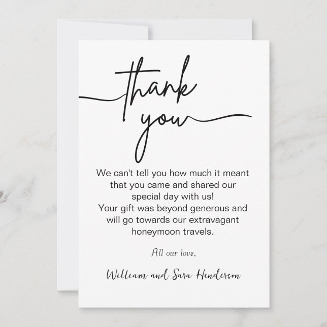 Thank You Script Wedding Photo Thank You Card Dankeskarte (Vorderseite)