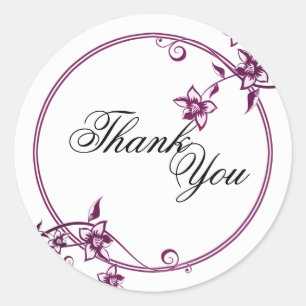 Thank You Seal - Sangria & White Floral Wedding Runder Aufkleber