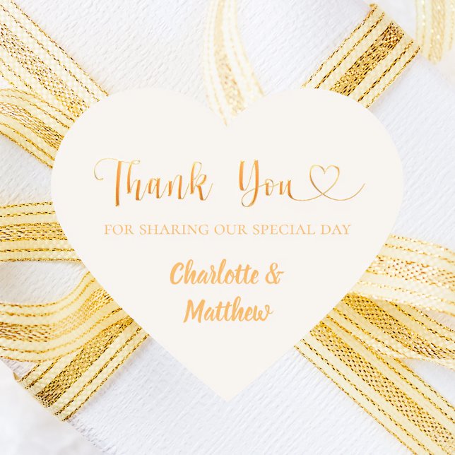 Thank you sharing our day ivory gold wedding Herz-Aufkleber (Von Creator hochgeladen)