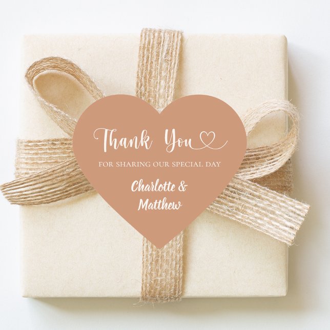 Thank you sharing our day terracotta cream wedding Herz-Aufkleber (Von Creator hochgeladen)