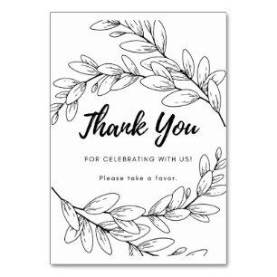 Thank You Sign - Flat - Black and White Floral Tischnummer