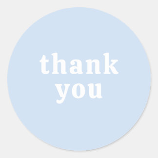 Thank You Simple Retro Font Wedding Baby Blue Runder Aufkleber