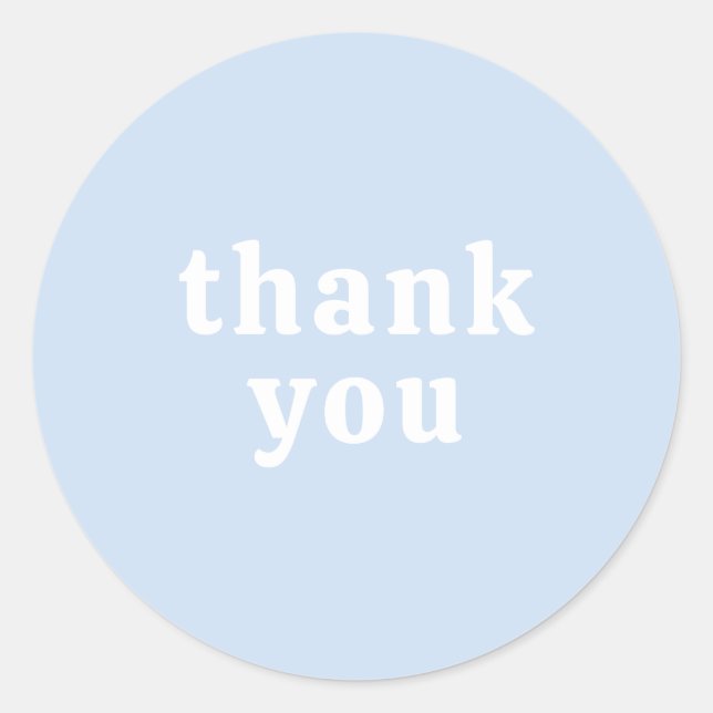 Thank You Simple Retro Font Wedding Baby Blue Runder Aufkleber (Vorderseite)