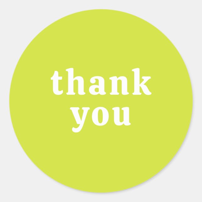 Thank You Simple Retro Font Wedding Chartreuse Runder Aufkleber (Vorderseite)