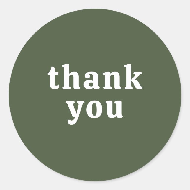 Thank You Simple Retro Font Wedding Dark Green Runder Aufkleber (Vorderseite)