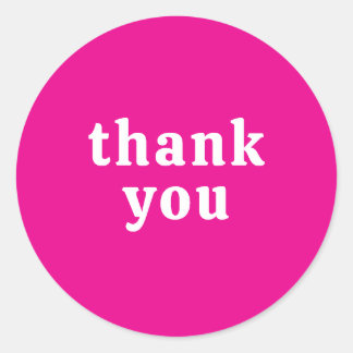 Thank You Simple Retro Font Wedding Hot Pink Runder Aufkleber