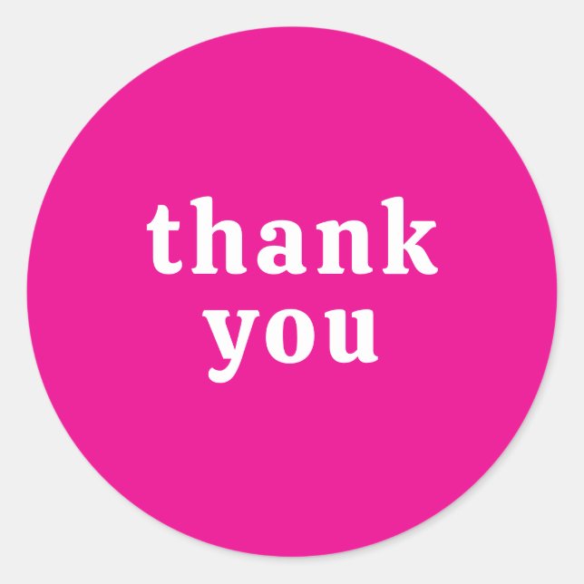 Thank You Simple Retro Font Wedding Hot Pink Runder Aufkleber (Vorderseite)