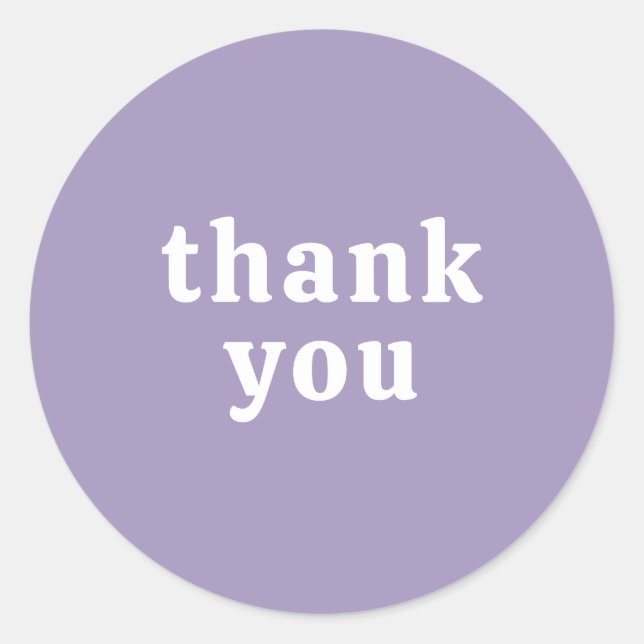 Thank You Simple Retro Font Wedding Pretty Purple Runder Aufkleber (Vorderseite)