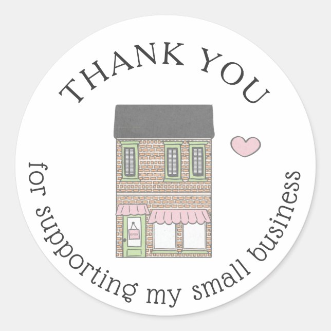 Thank You Small Business Shop Heart Runder Aufkleber (Vorderseite)
