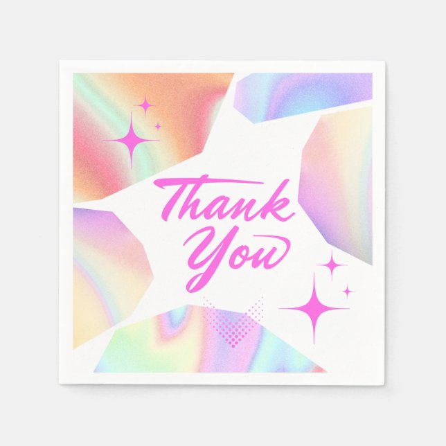 Thank You Star Pastel Gradient Party Paper Napkins Serviette (Vorderseite)