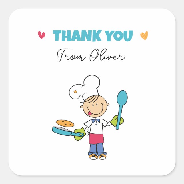 Thank You Sticker – Cute Chef Pancake Theme (Vorderseite)