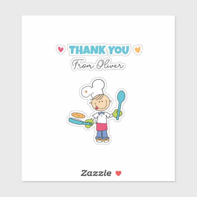 Thank You Sticker – Cute Chef Pancake Theme (Blatt)