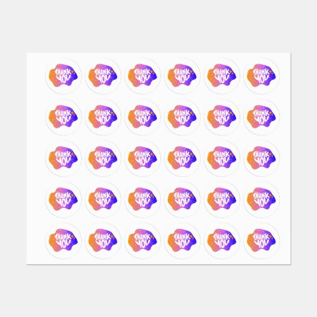 Thank You Sticker – Hand Lettering Gradient Style (Blatt)