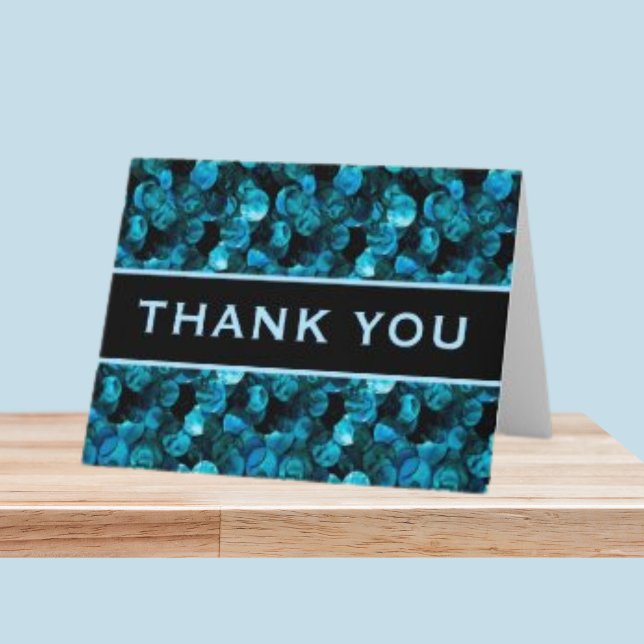 Thank You Swirls Blue Aqua Teal and Black  Dankeskarte (Von Creator hochgeladen)