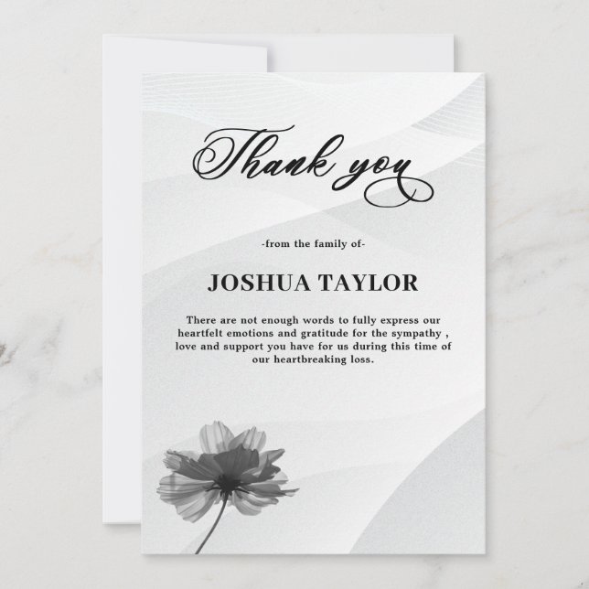 Thank You Sympathy Funeral Card Einladung (Vorderseite)