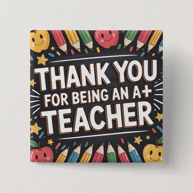 Thank you Teacher Appreciation card Button (Vorderseite)