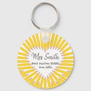 Thank you teacher big heart yellow pencil gift schlüsselanhänger