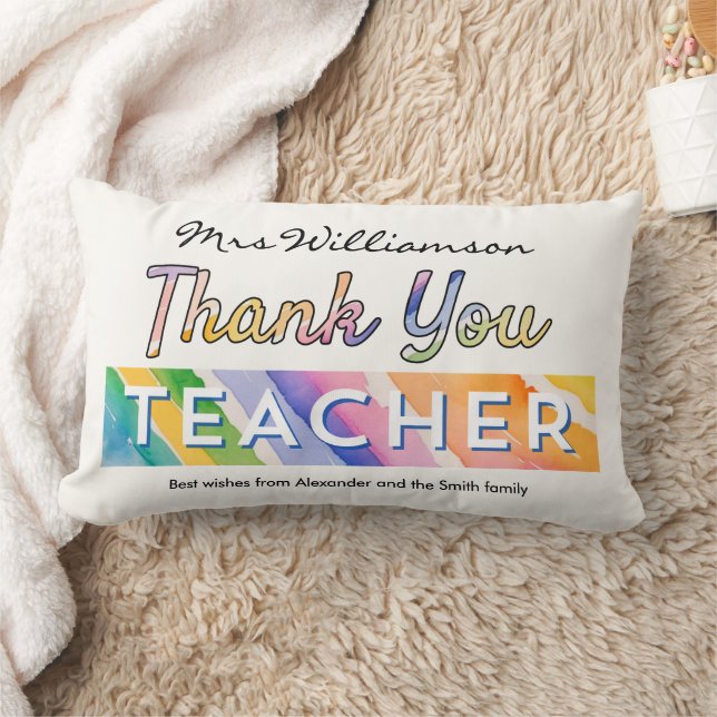 Thank You Teacher Colorful Watercolor Personalized Lendenkissen (Decke)