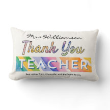 Thank You Teacher Colorful Watercolor Personalized