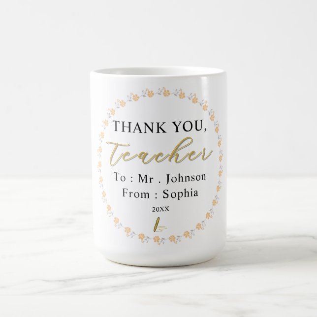 Thank You Teacher – Custom Name Mug Gift Kaffeetasse (Mittel)