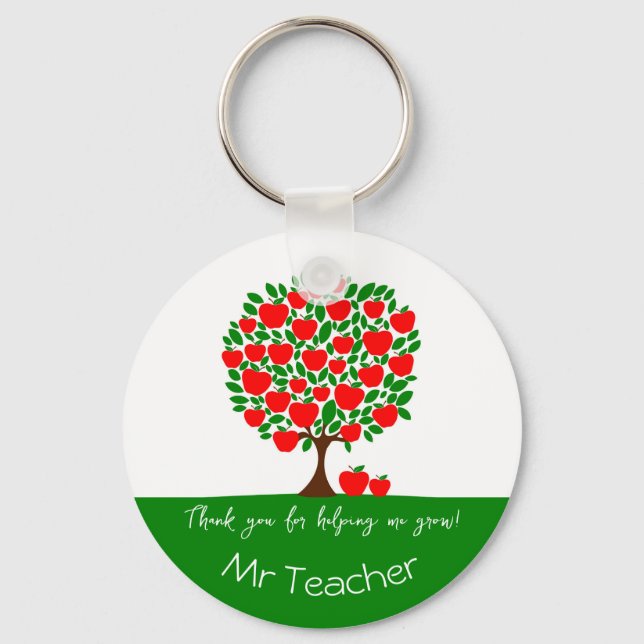 Thank you teacher red apple tree gift schlüsselanhänger (Vorderseite)