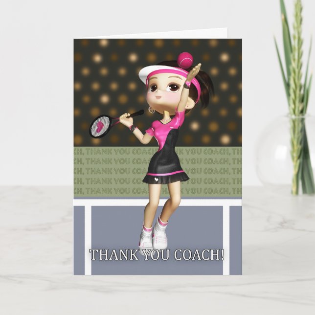 Thank You Tennis Coach Greeting Card Dankeskarte (Vorderseite)