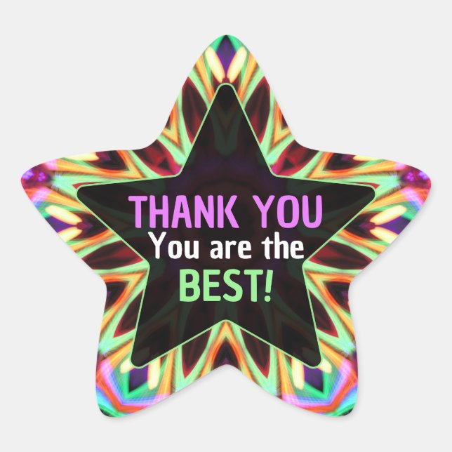 Thank You the Best Colorful Star Sticker (Vorderseite)