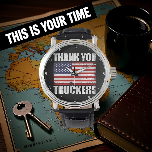 Thank You Truckers American Flag Armbanduhr (Von Creator hochgeladen)