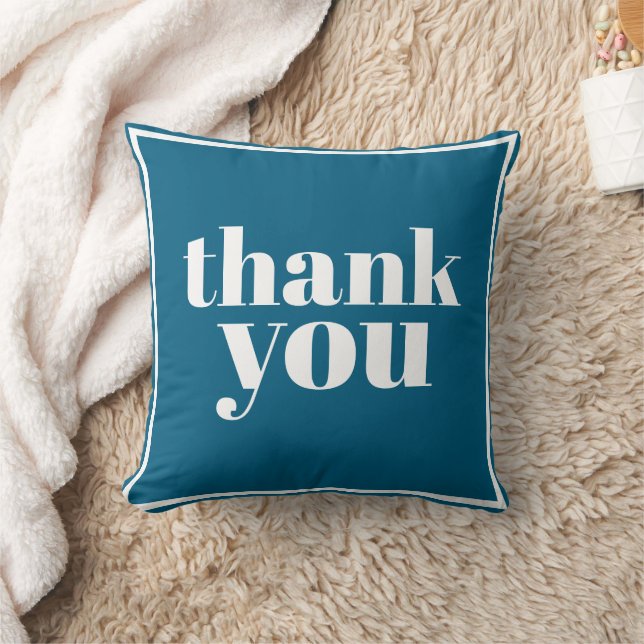 Thank You typography minimal blue  Kissen (Decke)