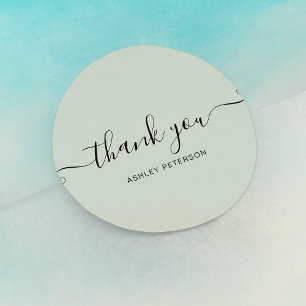 Thank you typography minimalist sage green runder aufkleber