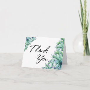 Thank You Typography with Watercolor Succulents Dankeskarte