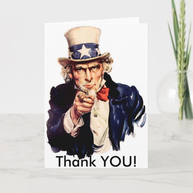 Thank You, Uncle Sam Style. Dankeskarte (Vorderseite)