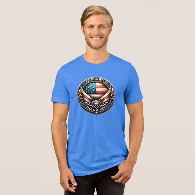 Thank You US Veterans Appreciation  Tri-Blend Shirt (Vorderseite voll)