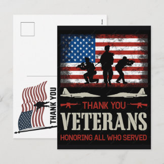 Thank You Veterans American Flag Memorial Day Feiertagspostkarte
