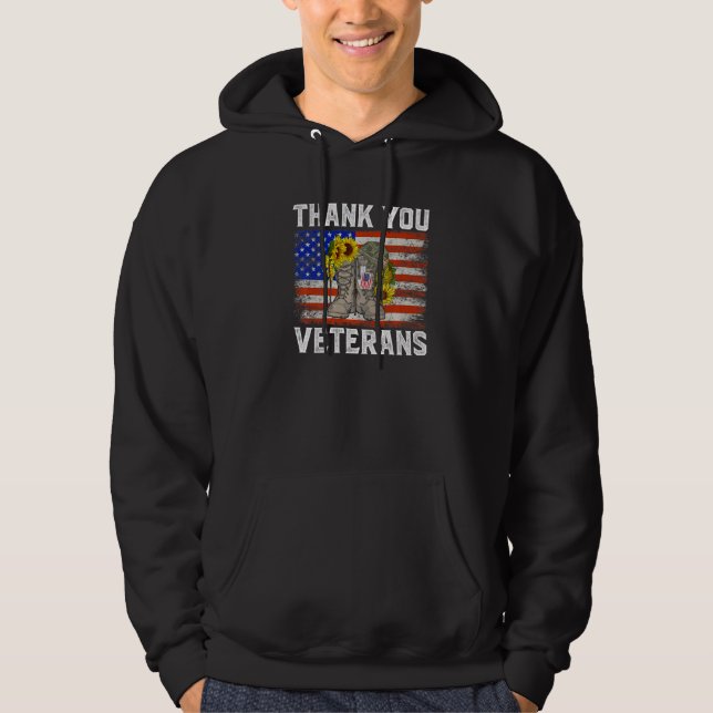 Thank You Veterans Combat Boots Sunflower Veteran  Hoodie (Vorderseite)