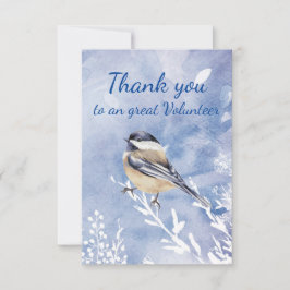 Thank You Volunteer Watercolor Chickadee Winter Dankeskarte