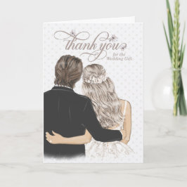 Thank You Wedding Gift Bride and Groom Taupe Karte