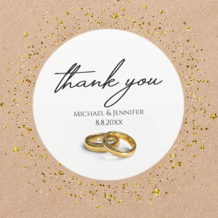 Thank you, wedding rings, custom runder aufkleber