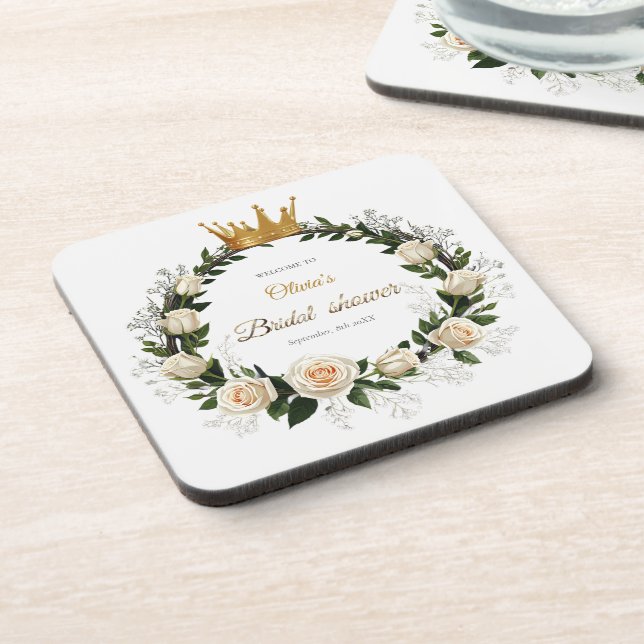 Thank You White Roses & Baby’s Breath  Getränkeuntersetzer (Linke Seite)